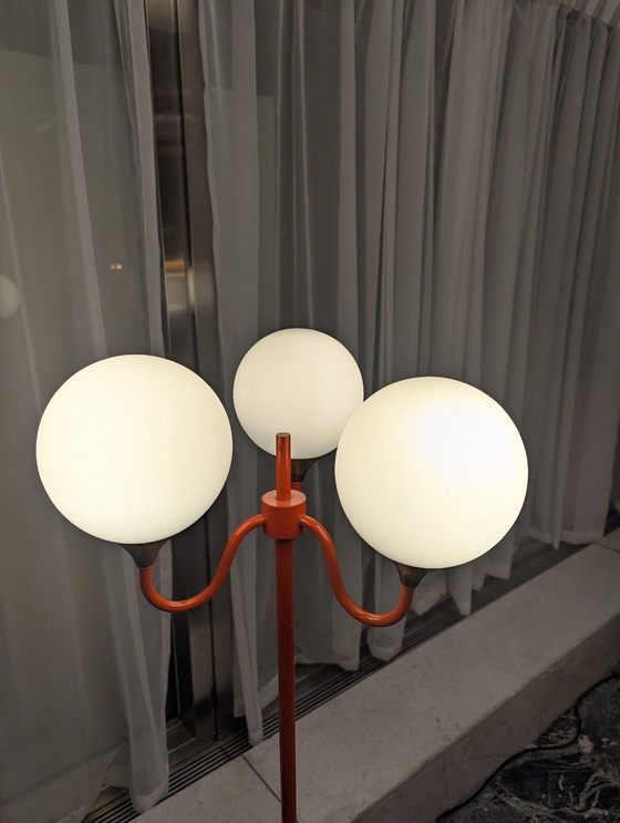 Image 1 of Vintage Space Age Oranje Vloerlamp - LeClaire Schäfer - 1970s