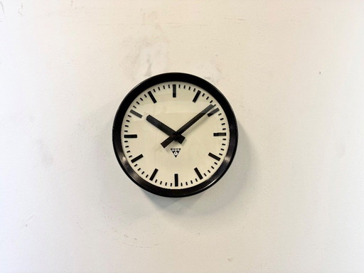 Industrial Bakelite Factory Wall Clock from Pragotron, 1960s