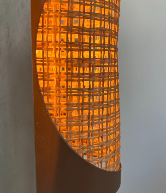 Image 1 of Pair of vintage sconces, cane and chrome, France 1970