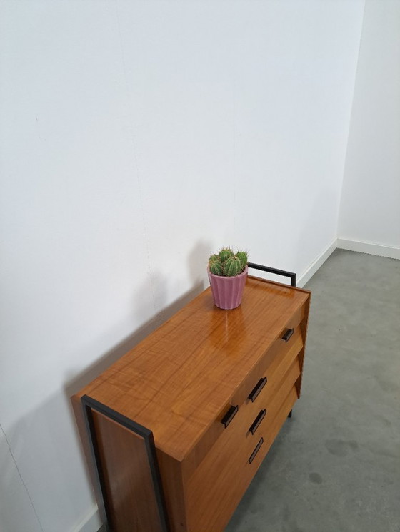 Image 1 of Zapatero de teca con patas de metal negro, nº 2