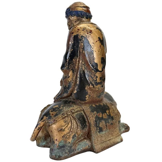 Arhat Statue, Gilded Dano Bronze, Himalayan – Buddhist Figure – Beeldhouwkunst (photo 8 of 16)