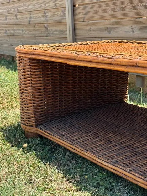 Geflochtener Rattan-Couchtisch - 1970er Jahre – Couchtische, Korbgeflecht, Vintage (photo 5 of 13)