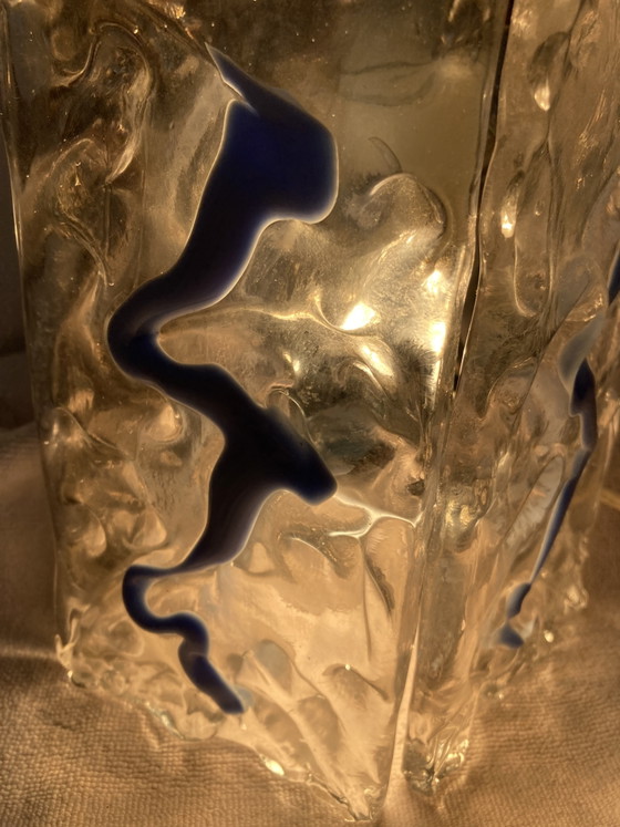 Pair of wall sconces in clear Murano glass enhanced with sky blue – Wall lights, Metal (photo 6 of 15)