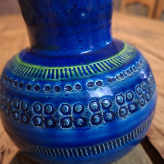 Image 1 of Blaue Vase von Bitossi Ceramiche Aldo Londi Rimini