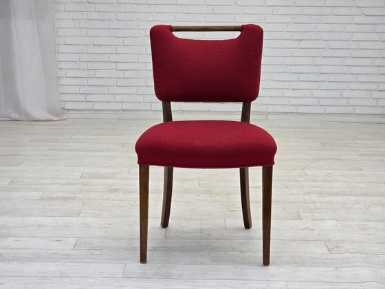 Image 1 of 1960, set van 6 Deense eetkamerstoelen van Slagelse Møbelværk, meubelwol, beukenhout.