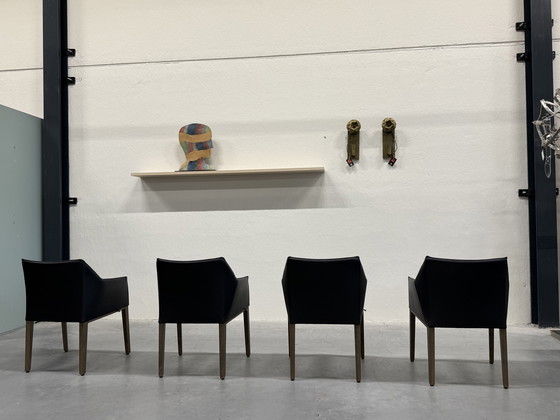 Image 1 of 4 Chaise de salle à manger Leolux Pyrite en cuir noir