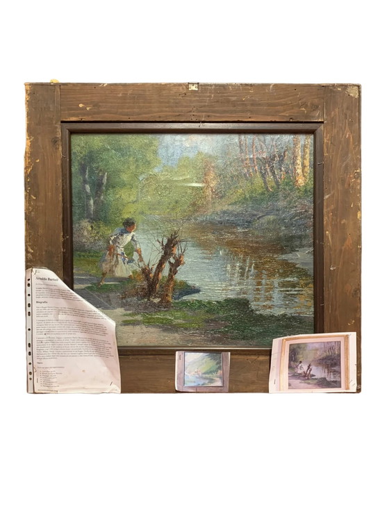 Double peinture à l'huile sur toile par Arnaldo Bartoli, années 1950, Peintures et dessins (photo 2 sur 10)