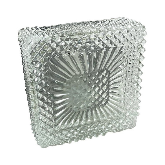 Image 1 of Plafoniera a cubo quadrato in vetro, Hillebrand (Germania), anni '70. Vetro ghiaccio vintage in stile Space Age.