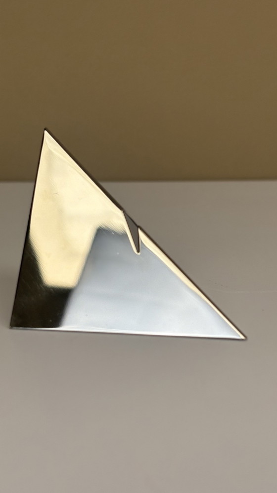 4x Porte-noms pyramidaux vintage danois chromés – Menu, Accessoires de table, Metal, polished steel (photo 5 of 8)