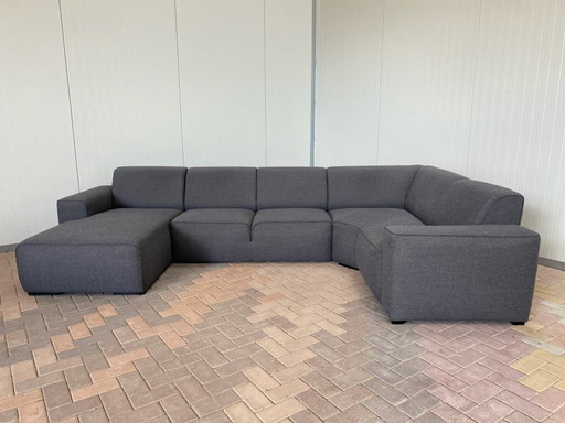  Schönes U-Eck-Sofa aus grauem Stoff