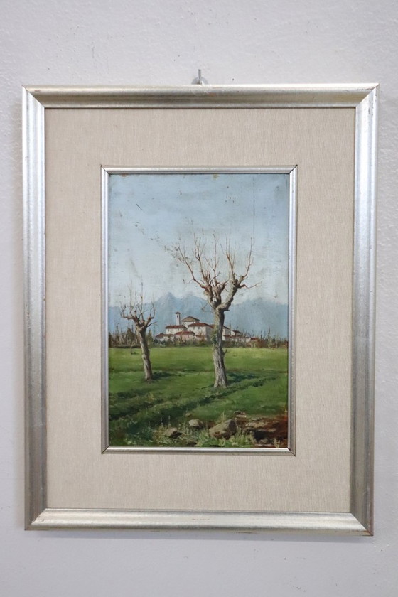 Image 1 of Set of 2 Countryside Landscapes, Oil on Board, Italy Early 20th Century