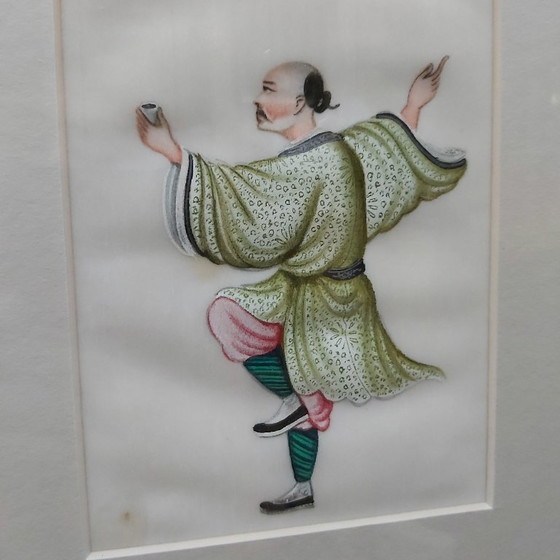 Image 1 of Siglo XIX, conjunto de 4 pinturas chinas