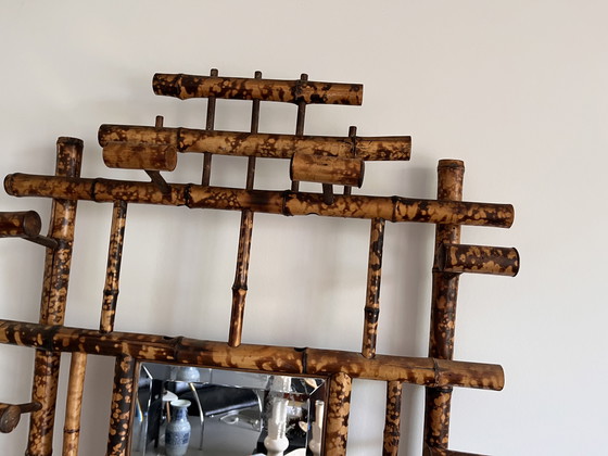 Image 1 of Porte-manteau vintage en bambou brûlé