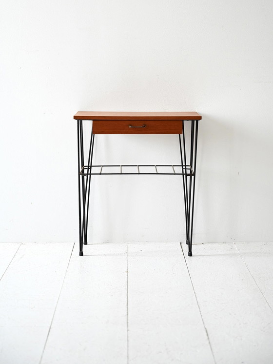 Image 1 of 1950s/60s Scandinavian teak and iron nightstand