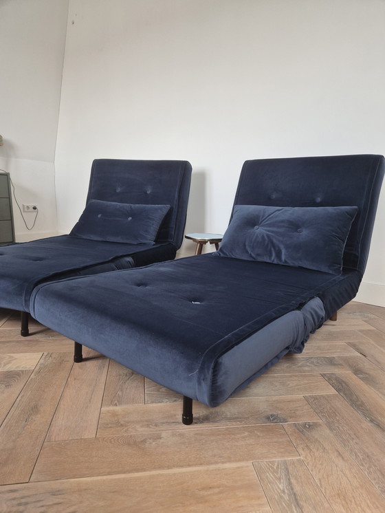 Image 1 of 2x Haru Einzelschlafsofa Saphirblauer Samt.