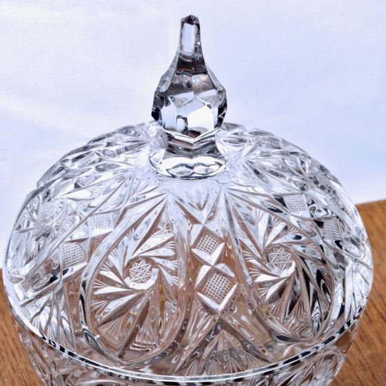 Image 1 of Grote antieke Boheemse kristallen snoepschaal