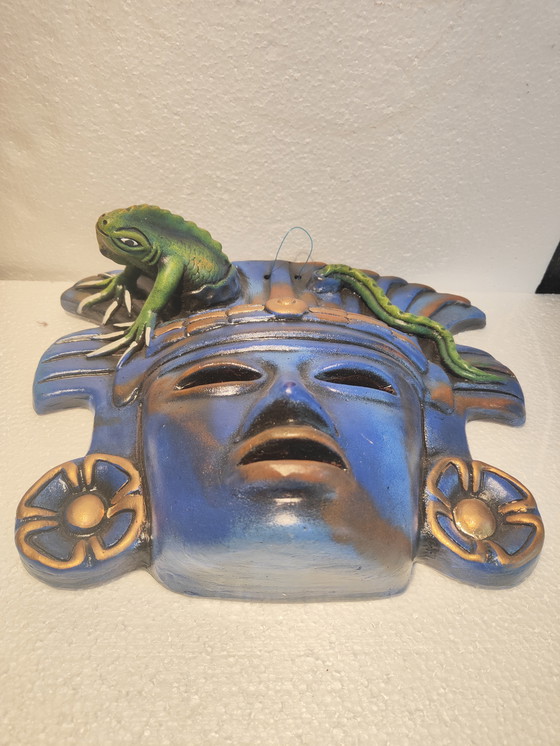 Image 1 of Maya masker, Maya-/Azteekse kunst, 3D-keramiek, handgemaakt