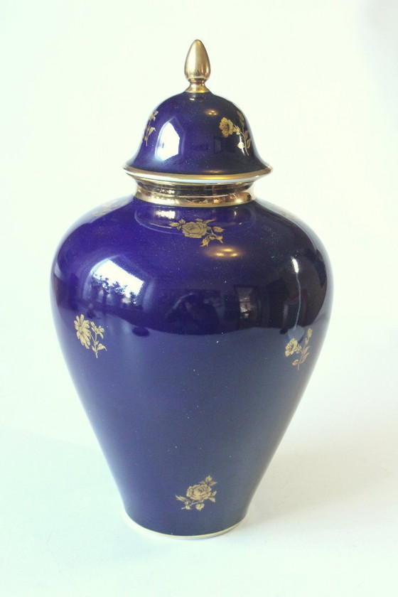 Image 1 of Royal Bavaria KPM lidded vase, porcelain, handmade, genuine cobalt
