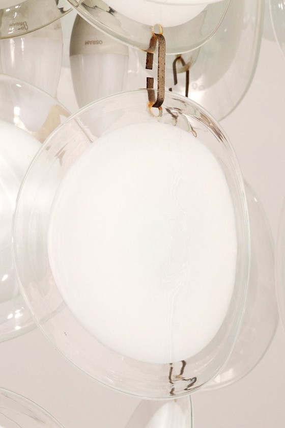 Image 1 of Lustre à disque en verre de Murano vénitien, style italien du milieu du XXe siècle, par Vistosi