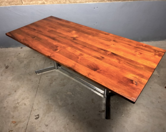 Vintage Dining Table Chrome Teak Minimalist – Wood (photo 5 of 10)