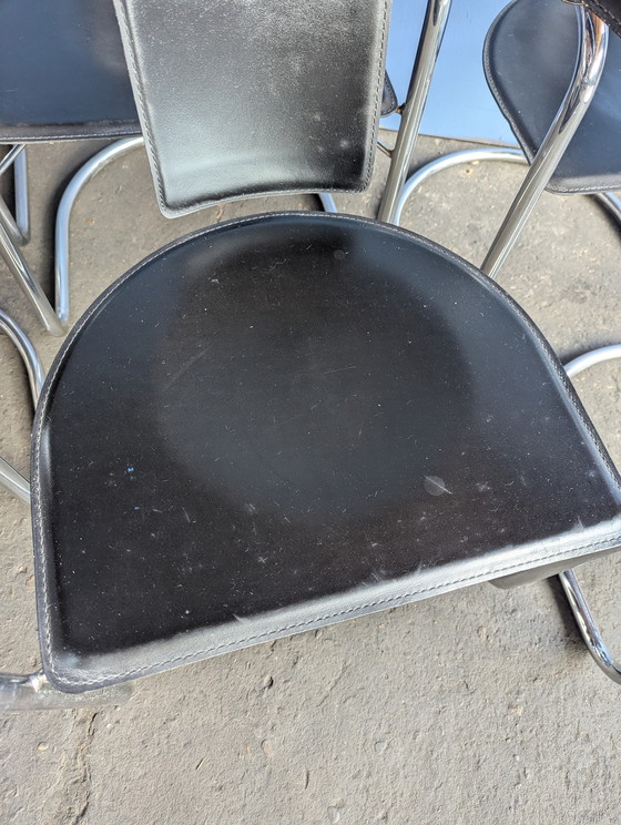 Image 1 of 6 chaises design vintage italien - Chrome et cuir