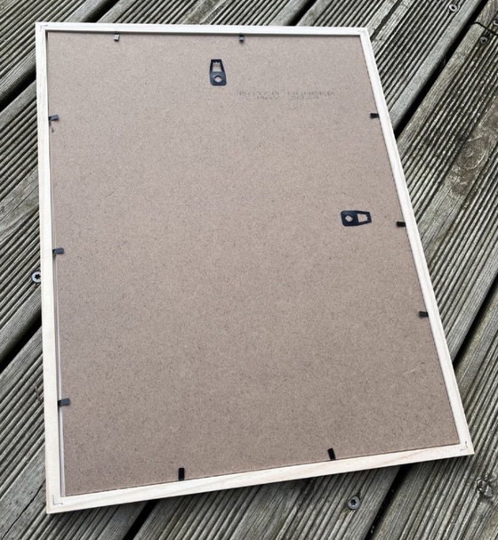 Image 1 of Oost-Indische inkt op wit fabriano papier 300g Formaat 40x30cm.  Natuurlijke houten lijst.