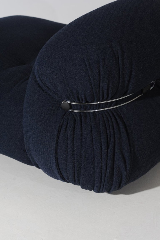 Image 1 of Vintage Soriana 2-Sitzer-Sofa von Afra & Tobia Scarpa in nachtblauem Bouclé