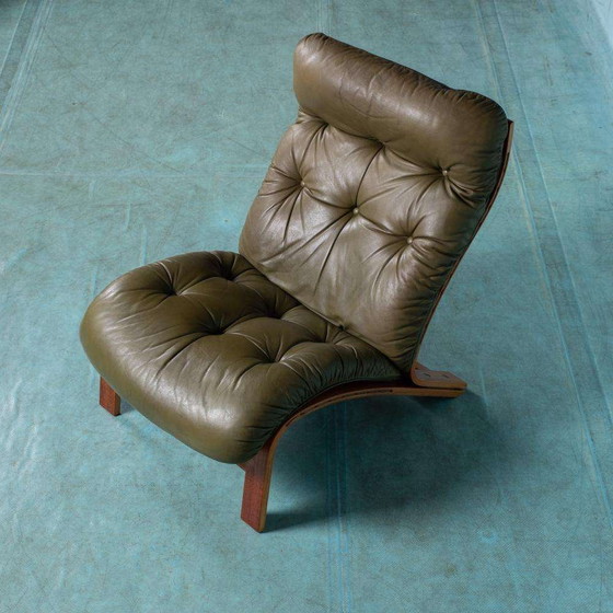 Image 1 of Midcentury leather armchair 60s space age lounge chair