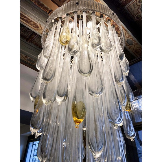 Image 1 of Vintage Venini Murano glass chandelier, Italy 1970s