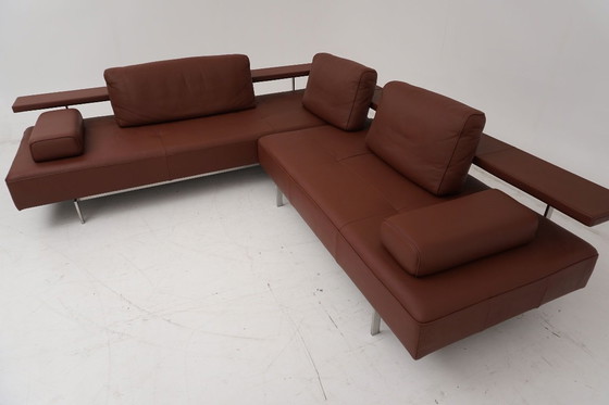 Image 1 of Canapé d'angle Rolf Benz Dono en cuir marron cognac avec canapé-lit gigogne