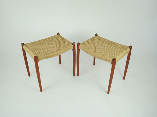 Niels O. Moller Ottoman for J.L. Moller Model 78A Teak Papercord
