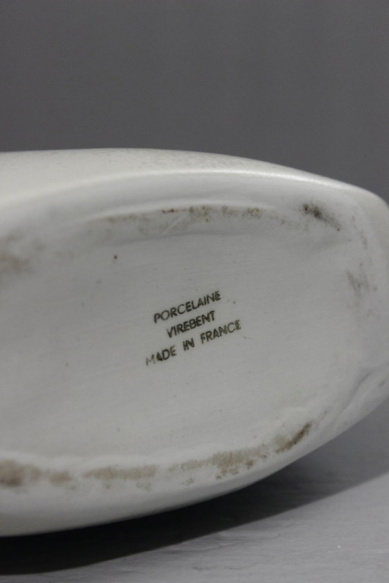 Image 1 of Porcelana Virebent - Jarrón con forma de lente y decoración abstracta, diseño modernista, década de 1970