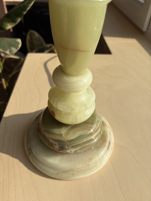 Vintage Hollywood Regency XL Table Lamp – Green Onyx Marble (54 cm) – tafellampen (photo 2 of 14)