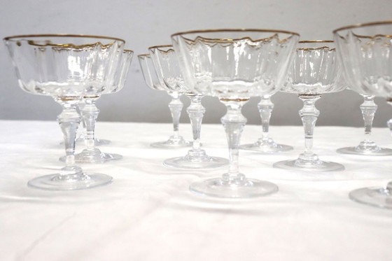 Image 1 of Verres à champagne en verre soufflé de Murano, signés Nason & Moretti, avec étiquette d'origine, lot de 12