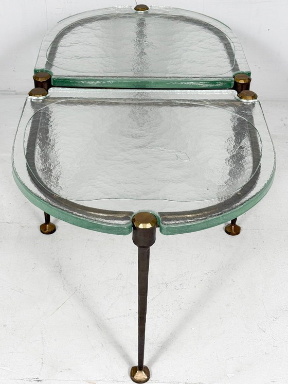 Image 1 of Set di 2 tavolini laterali/tavolini da caffè brutalisti degli anni '80 di Lothar Klute, Germania