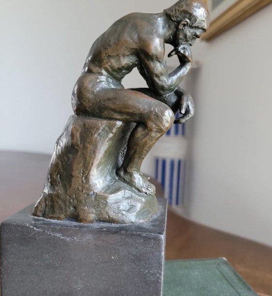 Image 1 of Le Penseur De Rodin - Xix-Xx En Bronze Patiné Sur Socle Marbre 