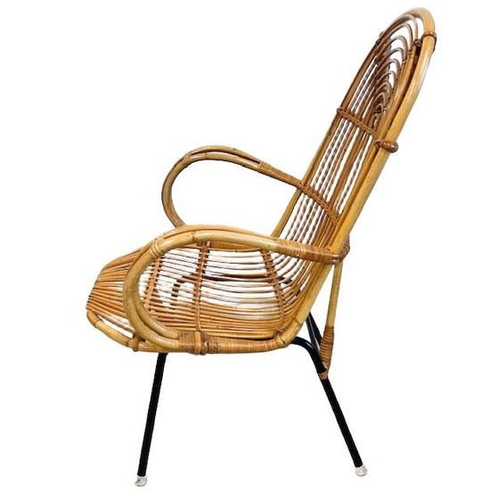 Image 1 of Fauteuil vintage Rohé Noordwolde en rotin du milieu du siècle 1950
