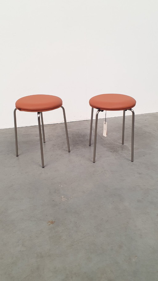 2x sgabelli da bar impilabili Hübsch design cognac/brown nickel