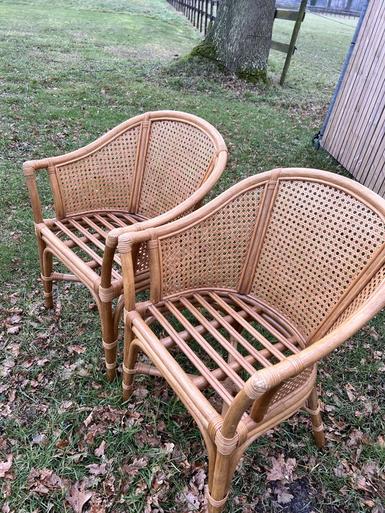 Image 1 of Due sedili avvolgenti in fettuccia e bambù