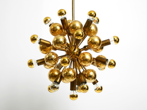 Original 1960s large Cosack Sputnik Space Age pendant lamp made of brass and with plastic balls
