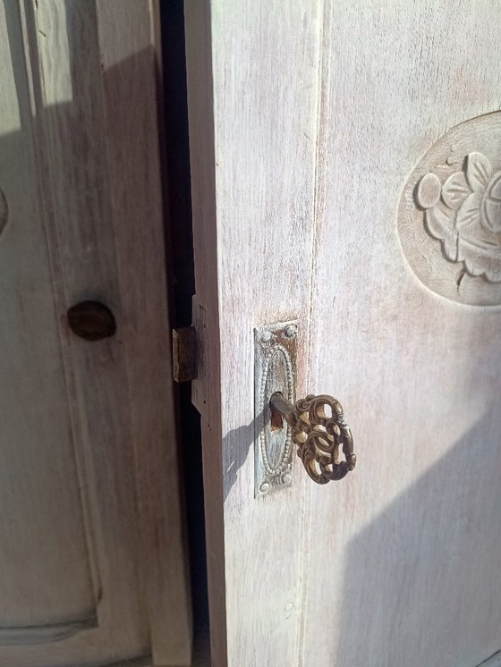 Image 1 of Antique sideboard with leaded glass and mirror