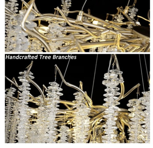 Akeelighting Goldkristall-Kronleuchter 31,5 Zoll Modernes Baumzweig-Luxus-Esszimmer