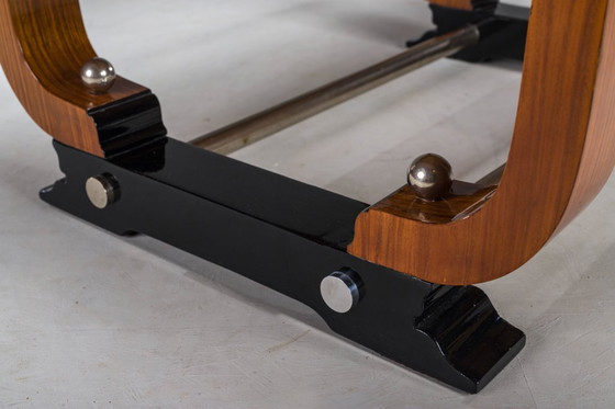 Image 1 of Art Deco French Walnut & Burl Dining Set, 1930s, Set of 7