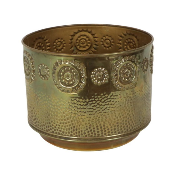 Grote Messing Plantenbak Jardinière Brandhout Repoussé – Brass (photo 4 of 15)