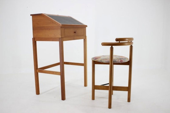 Image 1 of Dänischer Mahagoni-Schreibtisch und Hochstuhl von Rud Thygesen & Johnny Sørensen, 1980er Jahre