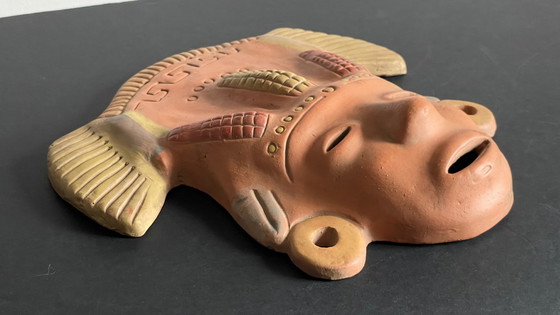 Image 1 of Masque Terre Cuite Reproduction Vintage Mexique