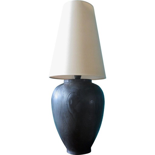 Vintage gezwart houten lamp, Frankrijk 1980