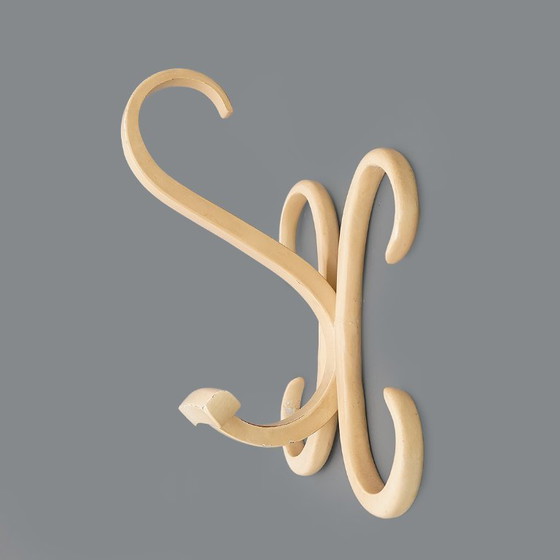 Image 1 of White curved wood coat hook, 1960s