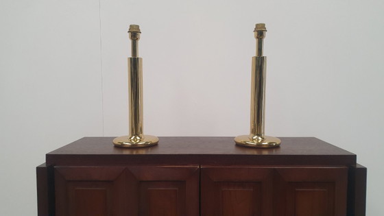 Image 1 of 2x XL Regency brass table lamp Baulmann Leuchten 80s