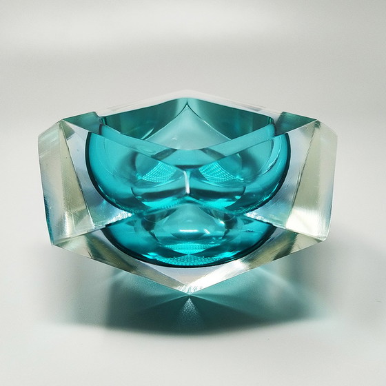 Image 1 of 1960s Gorgeous Turquoise Ashtray or Catchall by Flavio Poli for Seguso. Made in Italy